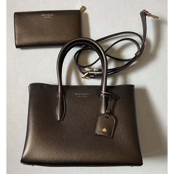 kate spade Handbags - KATE SPADE NEW YORK Eva Top Satchel Ash Metallic Brown Handbag Purse w/ Wallet